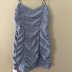 Abercrombie & Fitch Ruched Blue Mini Dress